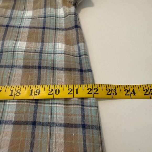 Gimmicks by BKE Blue and Tan Plaid Flannel Lace Up Long Sleeve Shirt Size L - Picture 8 of 14